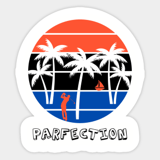 Golf Tee Shirt, Golf, Golf shirt, Golfing tee shirt, Fun golf shirt, golf clothing, Parfection - BLUE AND ORANGE Sticker